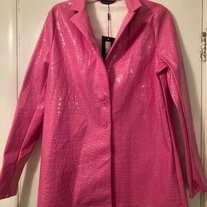 New W/ Tags PINK VINYL Coat - RAIN COAT CROCODILE 🐊PRINT. UK SIZE 16 US SIZE 12